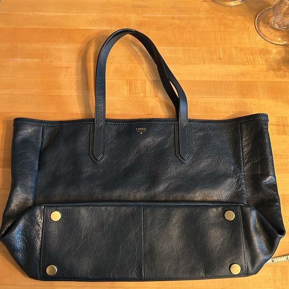 Navy Fossil leather tote - Picture 4 of 5